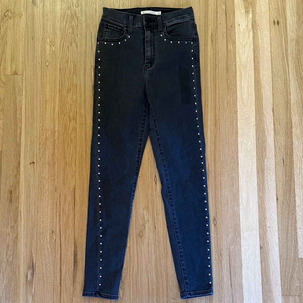 Levi’s Mile High Super Skinny Black Studded Jeans Size 25